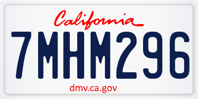 CA license plate 7MHM296