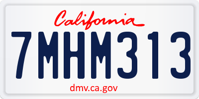 CA license plate 7MHM313