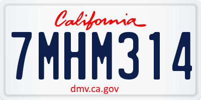 CA license plate 7MHM314