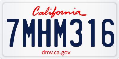 CA license plate 7MHM316
