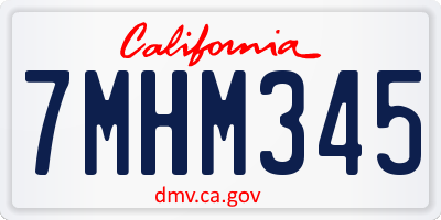 CA license plate 7MHM345