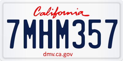 CA license plate 7MHM357