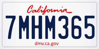 CA license plate 7MHM365