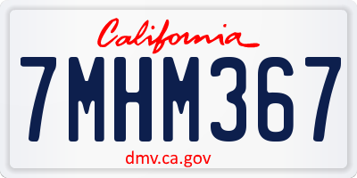 CA license plate 7MHM367