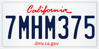 CA license plate 7MHM375