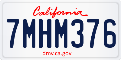CA license plate 7MHM376