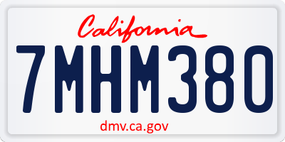 CA license plate 7MHM380