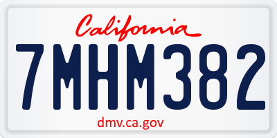 CA license plate 7MHM382