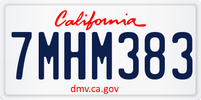 CA license plate 7MHM383