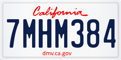 CA license plate 7MHM384
