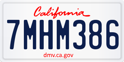 CA license plate 7MHM386