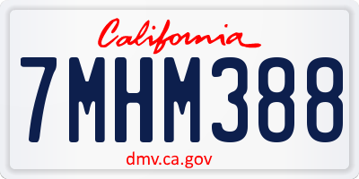 CA license plate 7MHM388
