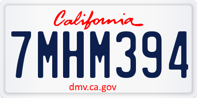 CA license plate 7MHM394