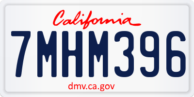 CA license plate 7MHM396