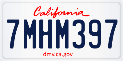 CA license plate 7MHM397