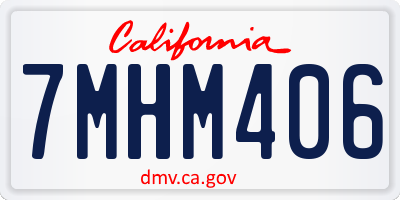 CA license plate 7MHM406