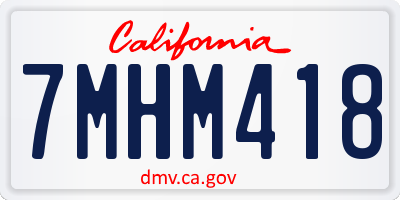 CA license plate 7MHM418