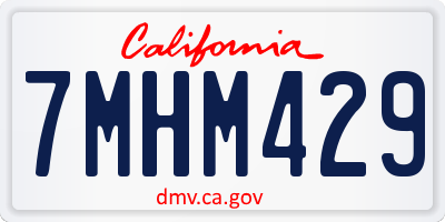 CA license plate 7MHM429