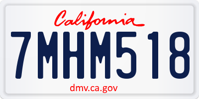 CA license plate 7MHM518