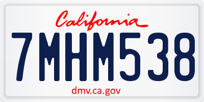 CA license plate 7MHM538