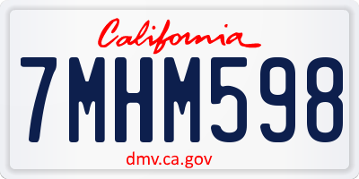 CA license plate 7MHM598