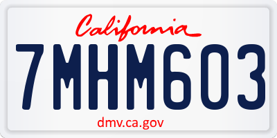 CA license plate 7MHM603