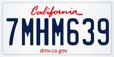 CA license plate 7MHM639