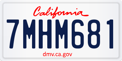 CA license plate 7MHM681