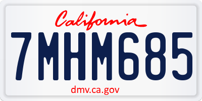 CA license plate 7MHM685