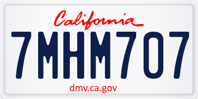 CA license plate 7MHM707