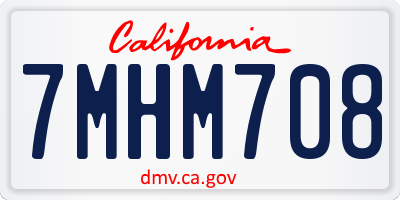 CA license plate 7MHM708