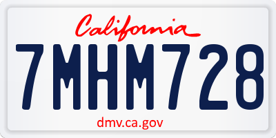 CA license plate 7MHM728