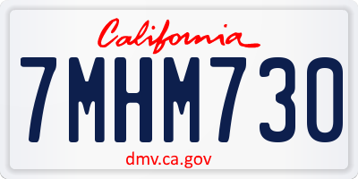 CA license plate 7MHM730