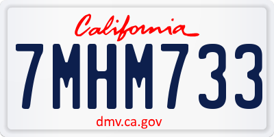 CA license plate 7MHM733