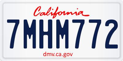 CA license plate 7MHM772