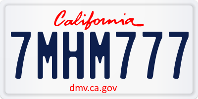 CA license plate 7MHM777