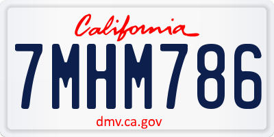 CA license plate 7MHM786