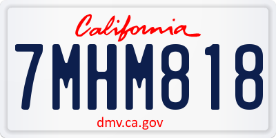 CA license plate 7MHM818