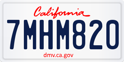 CA license plate 7MHM820