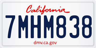CA license plate 7MHM838