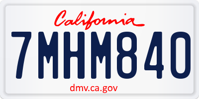 CA license plate 7MHM840