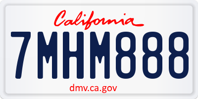 CA license plate 7MHM888
