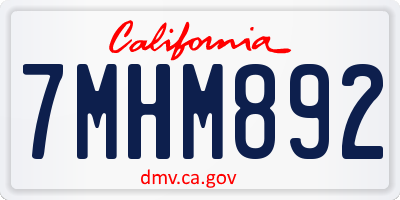 CA license plate 7MHM892