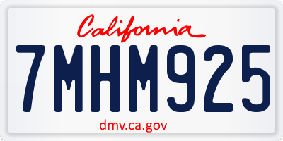 CA license plate 7MHM925