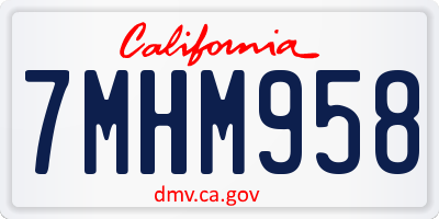 CA license plate 7MHM958