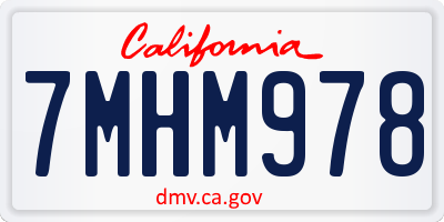 CA license plate 7MHM978