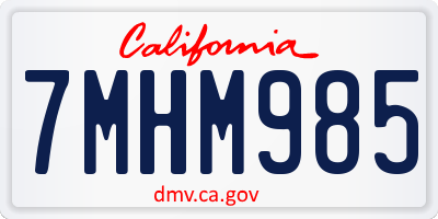 CA license plate 7MHM985