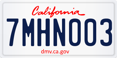CA license plate 7MHN003
