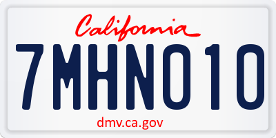 CA license plate 7MHN010