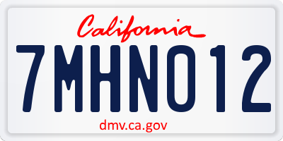 CA license plate 7MHN012
